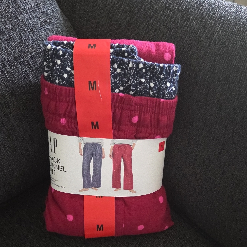 GAP Pink and Navy Flannel Pajama Set